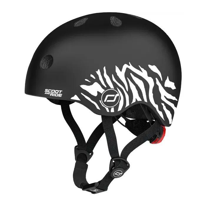 Шлем Scoot&Ride 45-51см, зебра, с фонариком (SR-181206-ZEBRA)