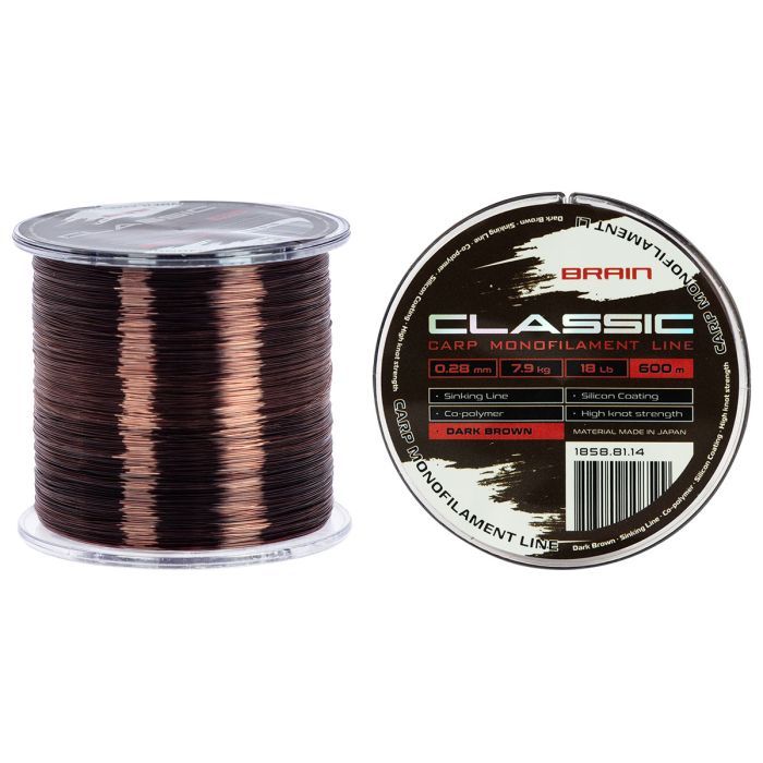 Леска Brain Classic Carp Line (dark brown) 600m 0.25mm 15lb 6.6kg (1858.81.13)