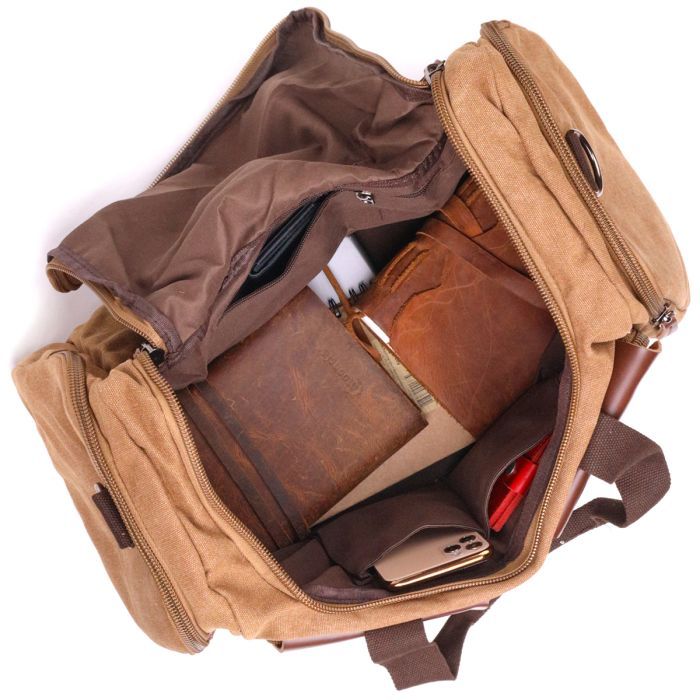 Сумка Vintage З текстилю Коричнева (21239) зображення 7