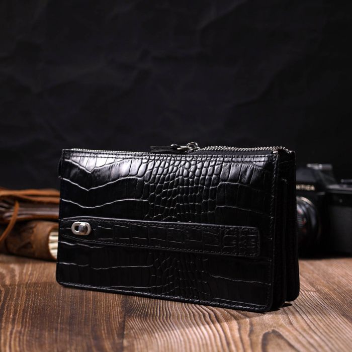 Гаманець Bond Accessories На два відділення з натуральної шкіри Чорна (22044) зображення 10