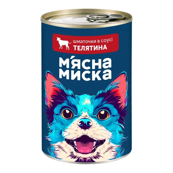 Консервы для собак М'ясна Миска кусочки в соусе с телятиной 415 г (4820255192154)