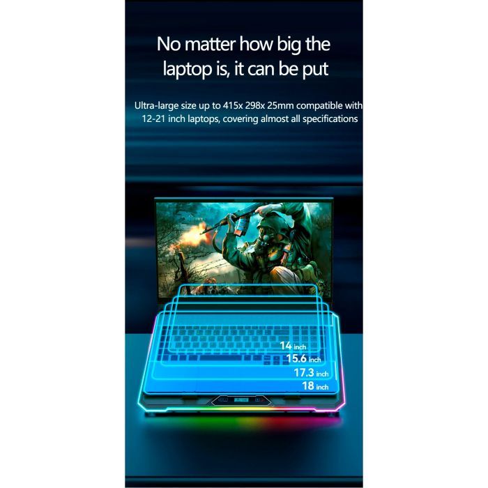Підставка до ноутбука IceCoorel 10-19", 15*60mm 2550 RPM, 2*USB, + LCD, 415x296x28mm, RGB (K15D) зображення 2