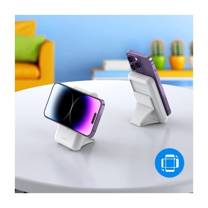 Батарея универсальная Choetech Magnetic Wireless 10000mAh 20W, PD,QC/3.0, USB-A, USB-C, White (B663-ACWH) изображение 6