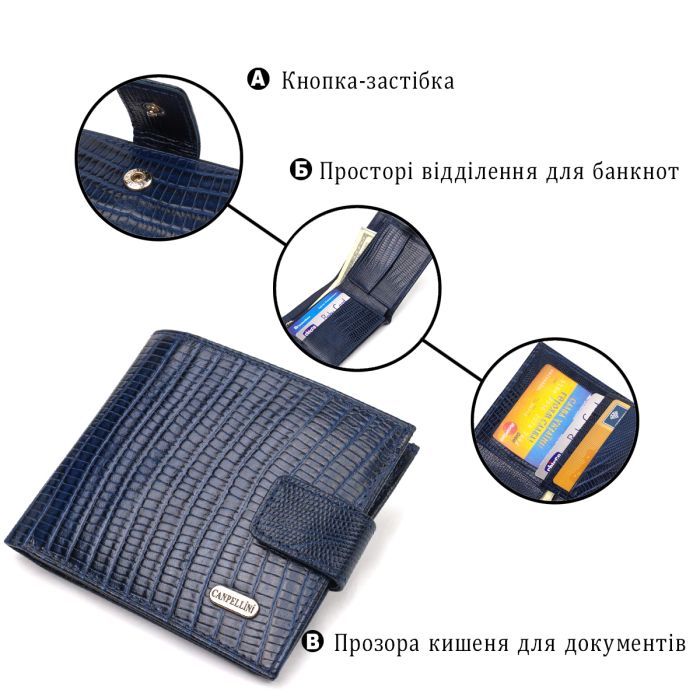 Гаманець Canpellini З натуральної шкіри Синій (21767) зображення 4