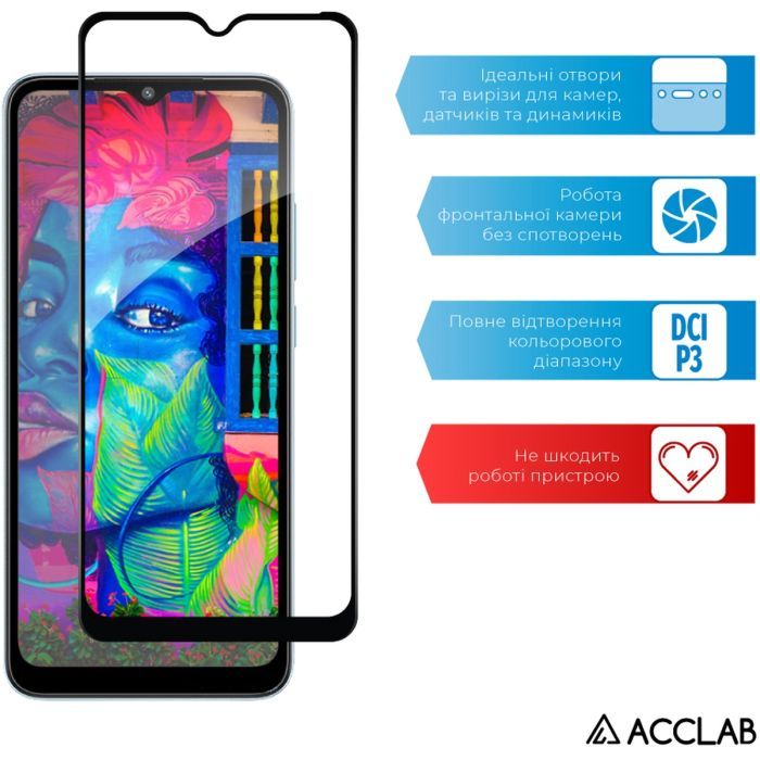 Стекло защитное ACCLAB Full Glue Xiaomi Redmi A2+ Black (1283126564574) изображение 5