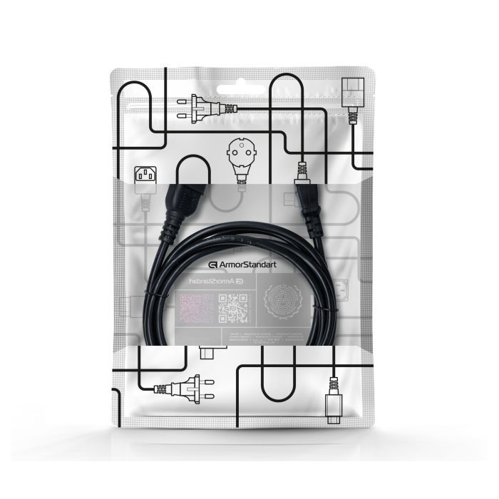 Кабель питания C13 to C14 2.0m black Armorstandart (ARM73125) изображение 3
