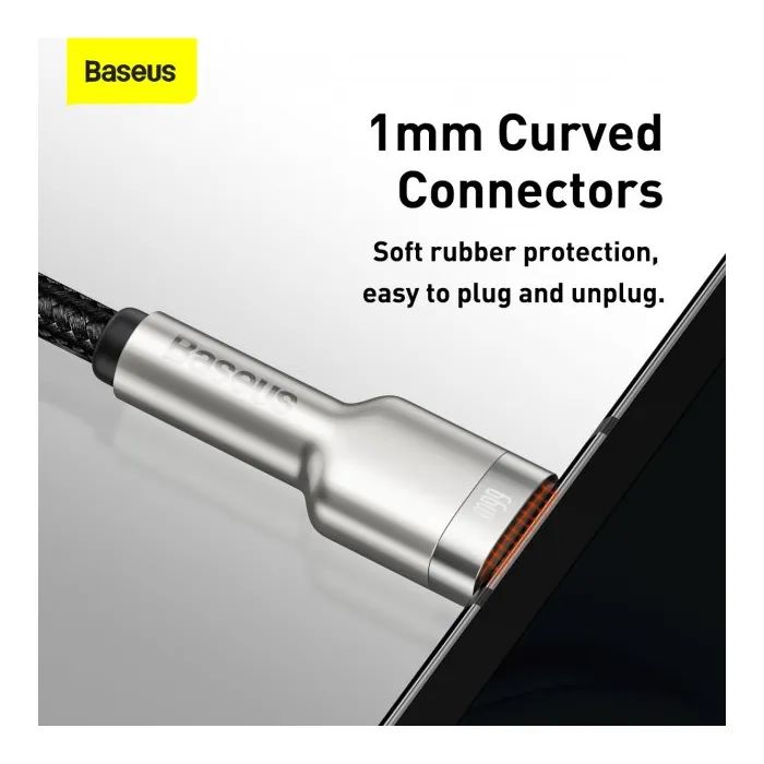 Дата кабель USB 2.0 AM to USB-C 1.0m Cafule Metal 66W black Baseus (CAKF000101) изображение 11