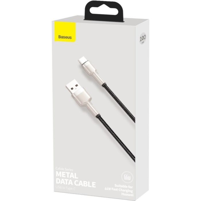 Дата кабель USB 2.0 AM to USB-C 1.0m Cafule Metal 66W black Baseus (CAKF000101) изображение 3