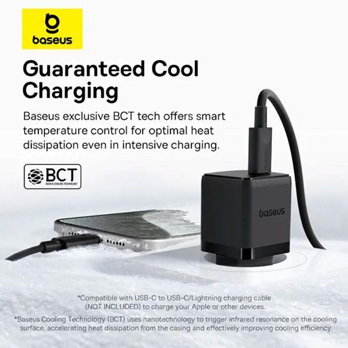 Зарядний пристрій Baseus Palm Fast Charger 1C 30W + Cable 1.0m Type-C 60W black (P10111605113-01) зображення 10