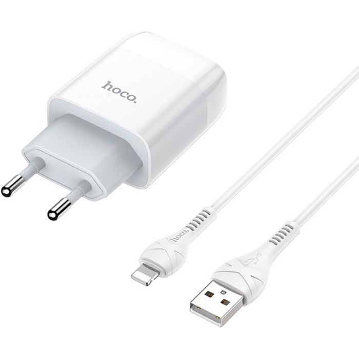 Зарядний пристрій HOCO C73A Glorious 2xUSB + cable USB to Lightning White (6931474713056) зображення 2