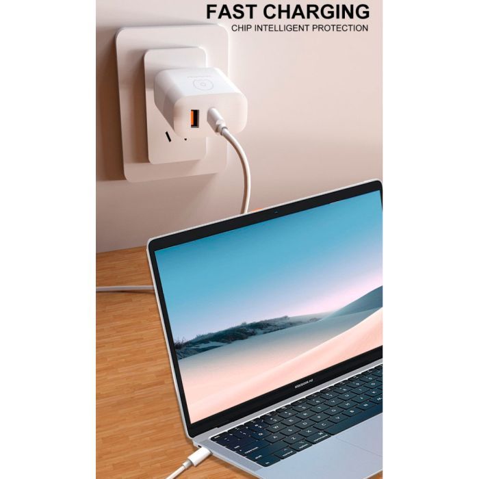 Зарядний пристрій WUW C209 1xUSB-C PD45W + 1xUSB QC3.0 18W White (WUW-C209) зображення 6