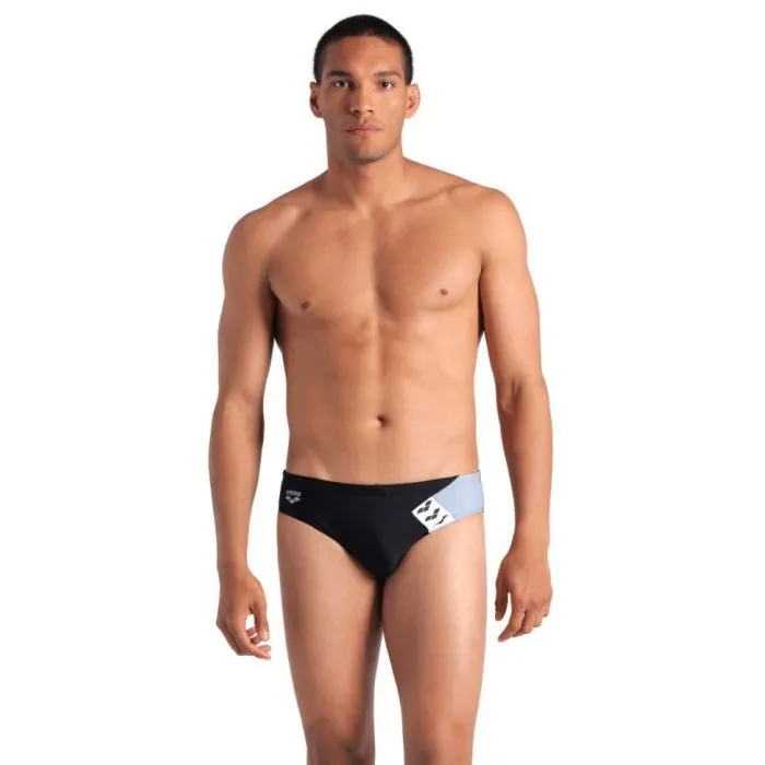 Плавки Arena Stripe Swim Briefs 007929-550 чорний, сірий 105 (3468337395140)