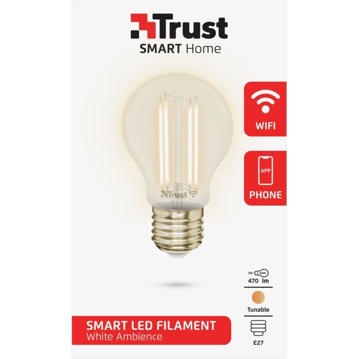 Розумна лампочка Trust E27 LED FILAMENT 470 Lumen, 1800-2700k, white (71287_TRUST) зображення 3
