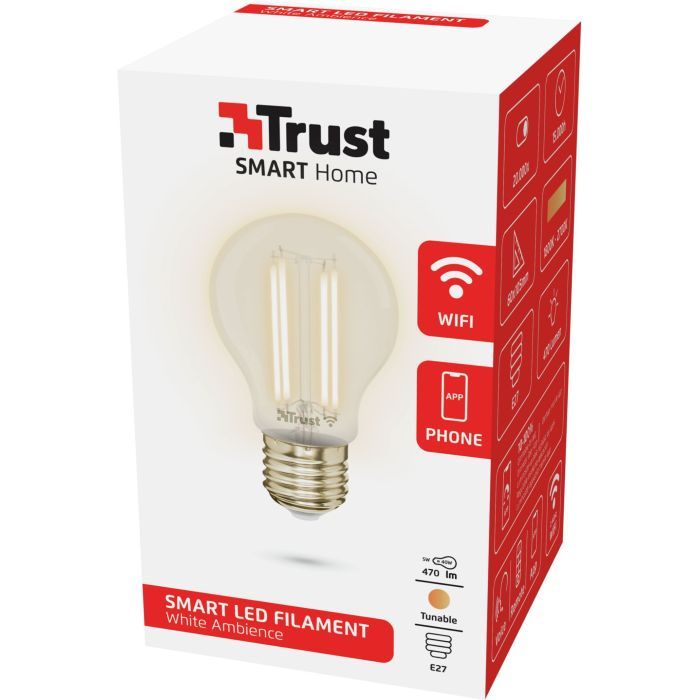 Розумна лампочка Trust E27 LED FILAMENT 470 Lumen, 1800-2700k, white (71287_TRUST) зображення 4