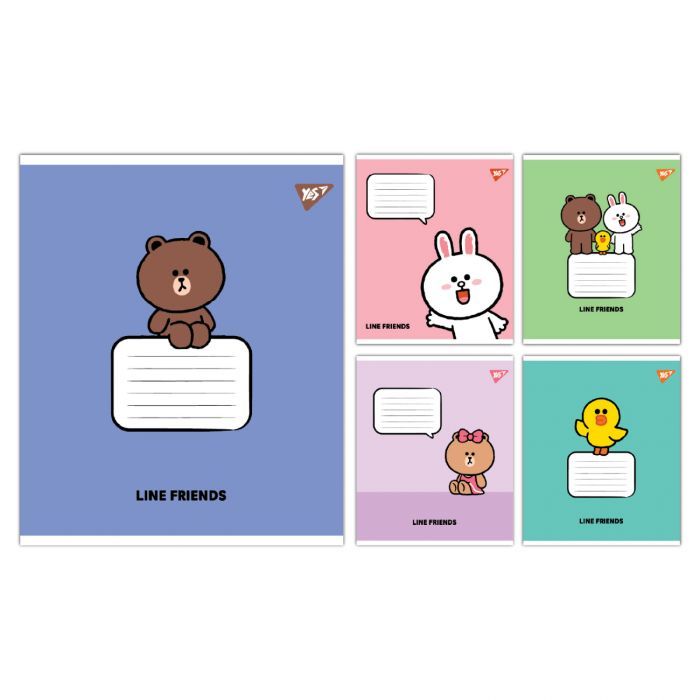 Зошит Yes Line Friends Stylish А5 18 аркушів клітинка (767648)