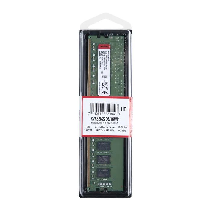 Модуль пам'яті для комп'ютера DDR4 16GB 3200 MHz Kingston (KVR32N22D8/16WP) зображення 2
