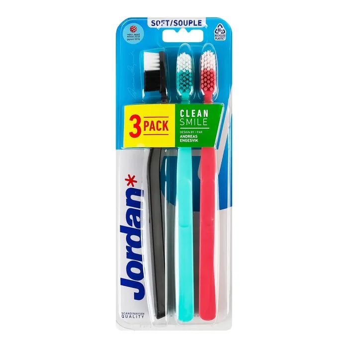 Зубная щетка Jordan Clean Smile Мягкая 3 шт. (7046110070192)