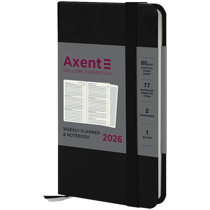 Тижневик Axent датований 2026 Pocket Strong 90х150, чорний (8508-26-01-A)