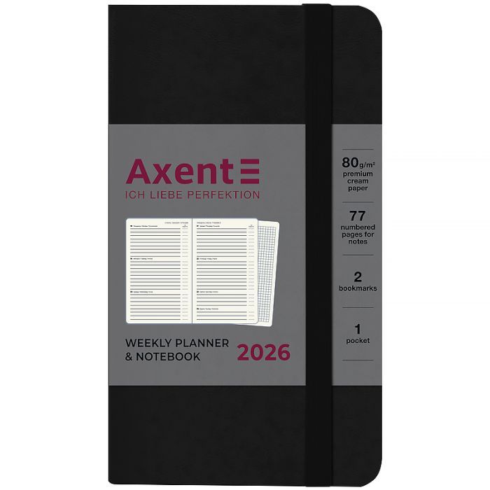 Тижневик Axent датований 2026 Pocket Strong 90х150, чорний (8508-26-01-A) зображення 2