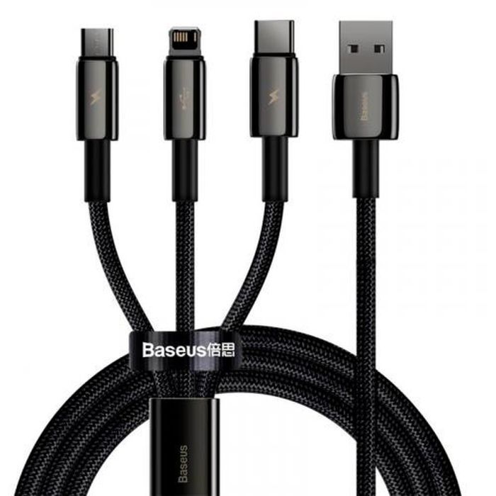 Дата кабель USB 2.0 AM to Lightning + Micro 5P + Type-C 1.5m 3.5A black Baseus (CAMLTWJ-01)