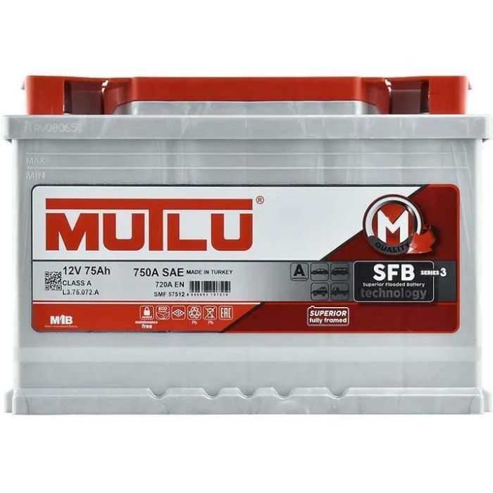 Аккумулятор автомобильный MUTLU 6СТ-75 (0) SFB L3.75.072.A