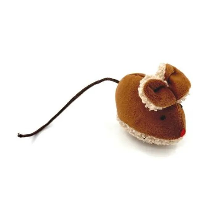 Игрушка для кошек Hippie Pet Мышка ушка-бантик коричневая 6.5 см (HIPCT2304064RU)