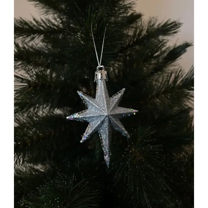 Елочная игрушка Chomik Зірки, 9 см, пластикові 4 шт, сріблясті (5901292631147_1) изображение 3