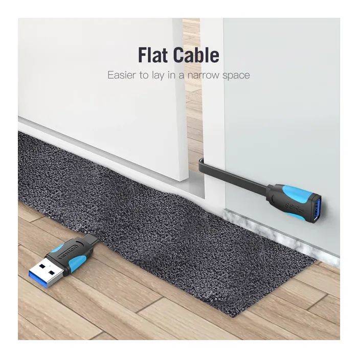 Дата кабель USB 3.0 AM/AF 2.0m flat black Vention (VAS-A13-B200) изображение 6