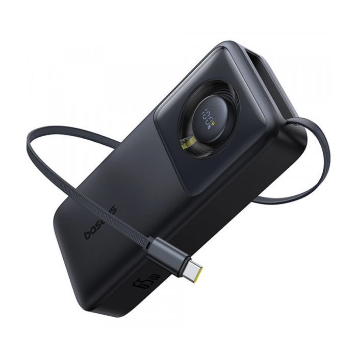 Батарея універсальна Baseus 20000mAh Free2Pull 65W PD, built-in USB-C cable, Black (P10073700123-00) зображення 2