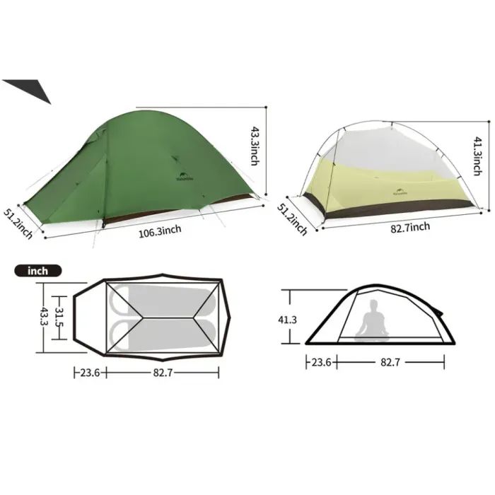 Палатка Naturehike надлегкий двомісний Cloud Up Pro CNK2350WS020, темно-зелений (6927595798737) изображение 3
