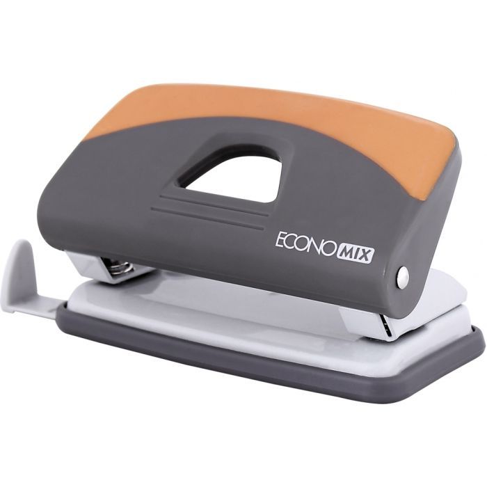 Діркопробивач Economix пластиковий, гумова вставка з лінійкою, до 10 аркушів (E40127)