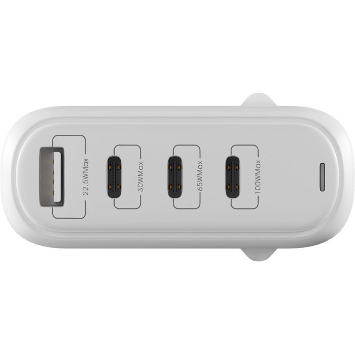 Зарядний пристрій Globex GaN 1xUSB + 3xUSB-C 120W FastPower white (GaN120WA3C)