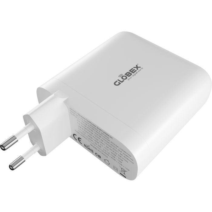 Зарядний пристрій Globex GaN 1xUSB + 3xUSB-C 120W FastPower white (GaN120WA3C) зображення 3