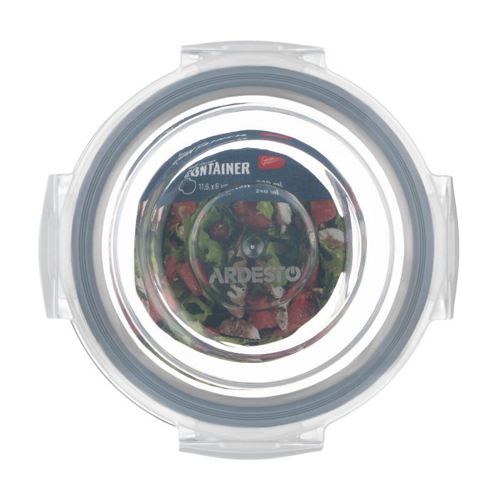 Харчовий контейнер Ardesto Gemini круглий, 0.4л, боросилікатне скло, прозорий (AR1240BRD) зображення 2