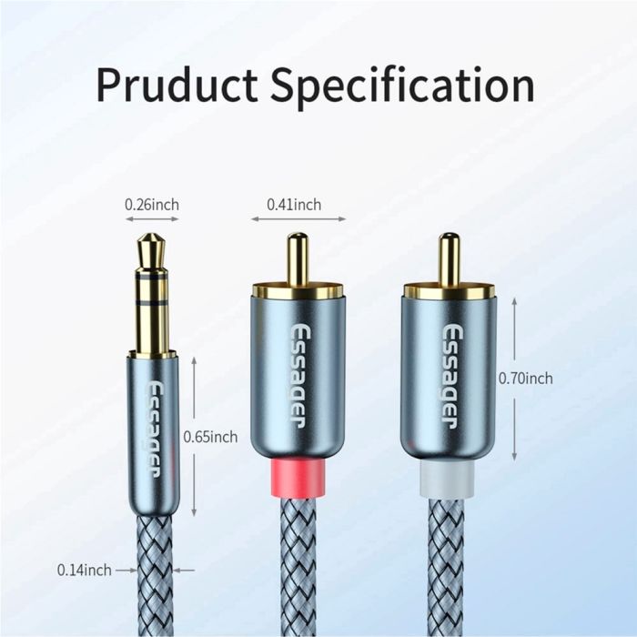 Кабель мультимедійний 3.5mm M to 2xRCA M 2.0m Essager (EYPZJ-MYA0H) зображення 11