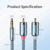 Кабель мультимедійний 3.5mm M to 2xRCA M 2.0m Essager (EYPZJ-MYA0H) зображення 11
