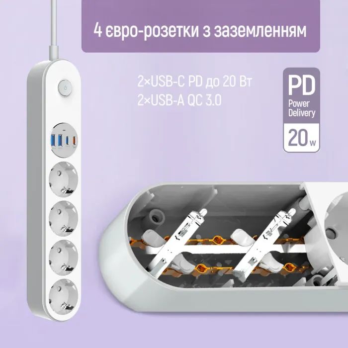 Сетевой фильтр питания ColorWay CW-CHE44PDW изображение 6