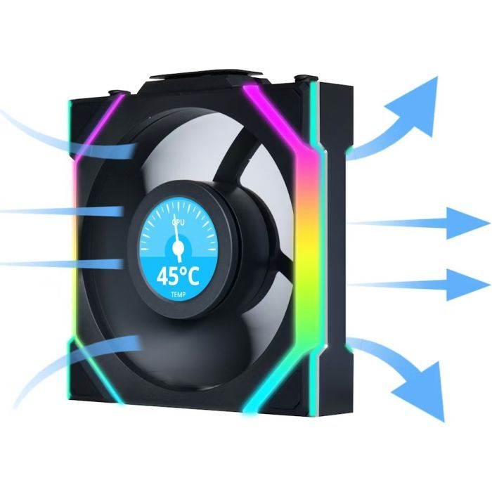 Кулер для корпуса Lian Li UNI Fan SL WIRELESS LCD 120-1, Black (G99.12SLLCD1W1B.00) изображение 6