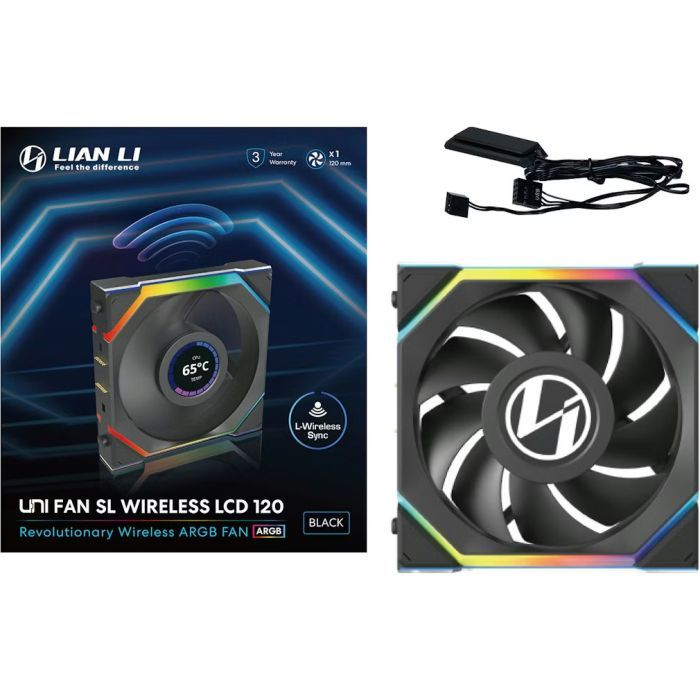 Кулер для корпуса Lian Li UNI Fan SL WIRELESS LCD 120-1, Black (G99.12SLLCD1W1B.00) изображение 7