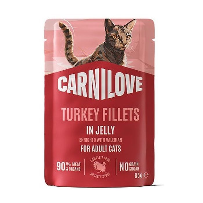 Вологий корм для кішок Carnilove Jelly Turkey with Valerian 85 г (8595602584703)