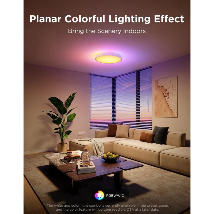 Світильник Govee 38cm Smart Ceiling Light Pro, RGBICWW, WI-FI/Bluetooth, білий (H60A6C01) зображення 17