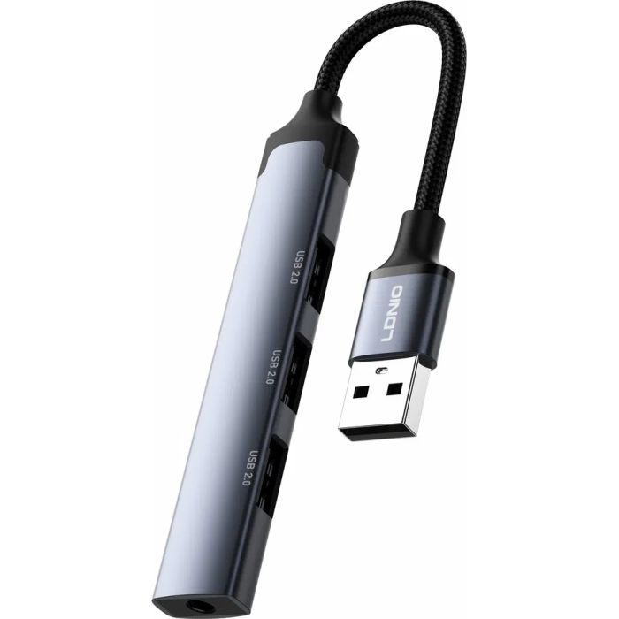 Концентратор LDNIO USB 2.0 4-in-1 3xUSB 2.0 + 1x3.5mm (DS-104U)