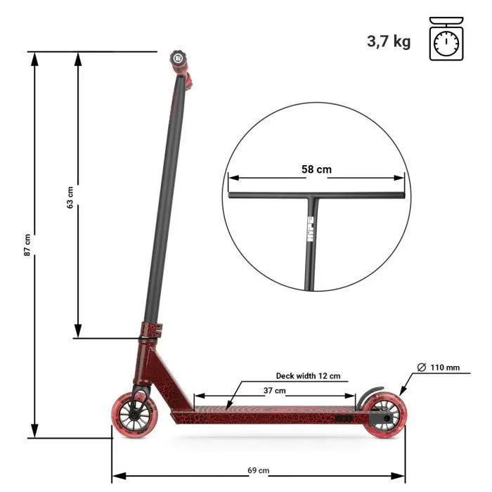 Самокат Hipe H11 Magma трюковий (black/red) (250160) изображение 6