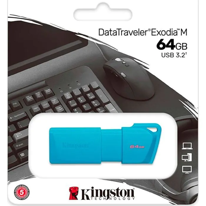 USB флеш накопитель Kingston 64GB DataTraveler Exodia M USB 3.2 Gen1 Aqua Blue (KC-U2L64-7LB) изображение 4