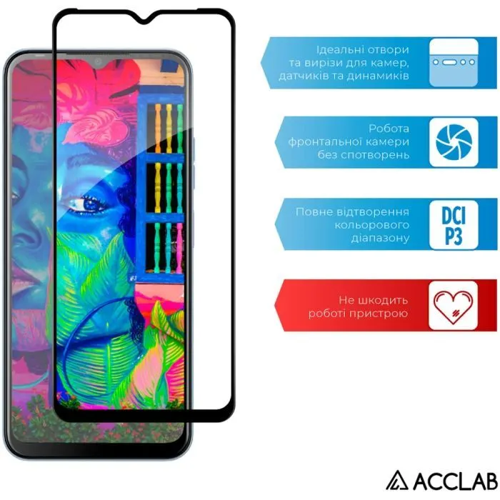 Стекло защитное ACCLAB Full Glue Tecno Pop 6 Pro Black (1283126551581) изображение 5