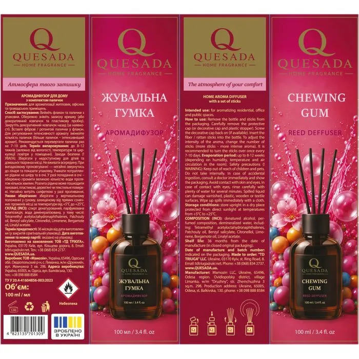 Аромадифузор Quesada Жувальна гумка 100 мл (4823135701309) зображення 2