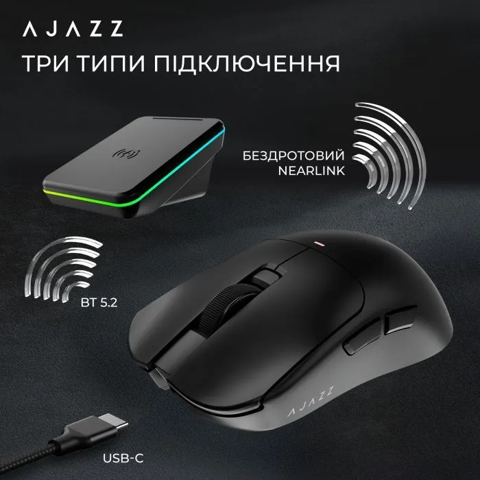 Мишка Ajazz AJ200P Wireless/Bluetooth/USB White (AJ200P-NL-AI-MC-W) зображення 13
