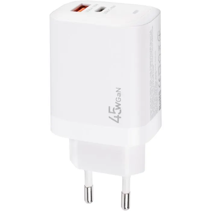 Зарядное устройство XoKo 1xUSB-C PD45W + 1xUSB QC3.0 GaN white (XK-QC-450) изображение 7