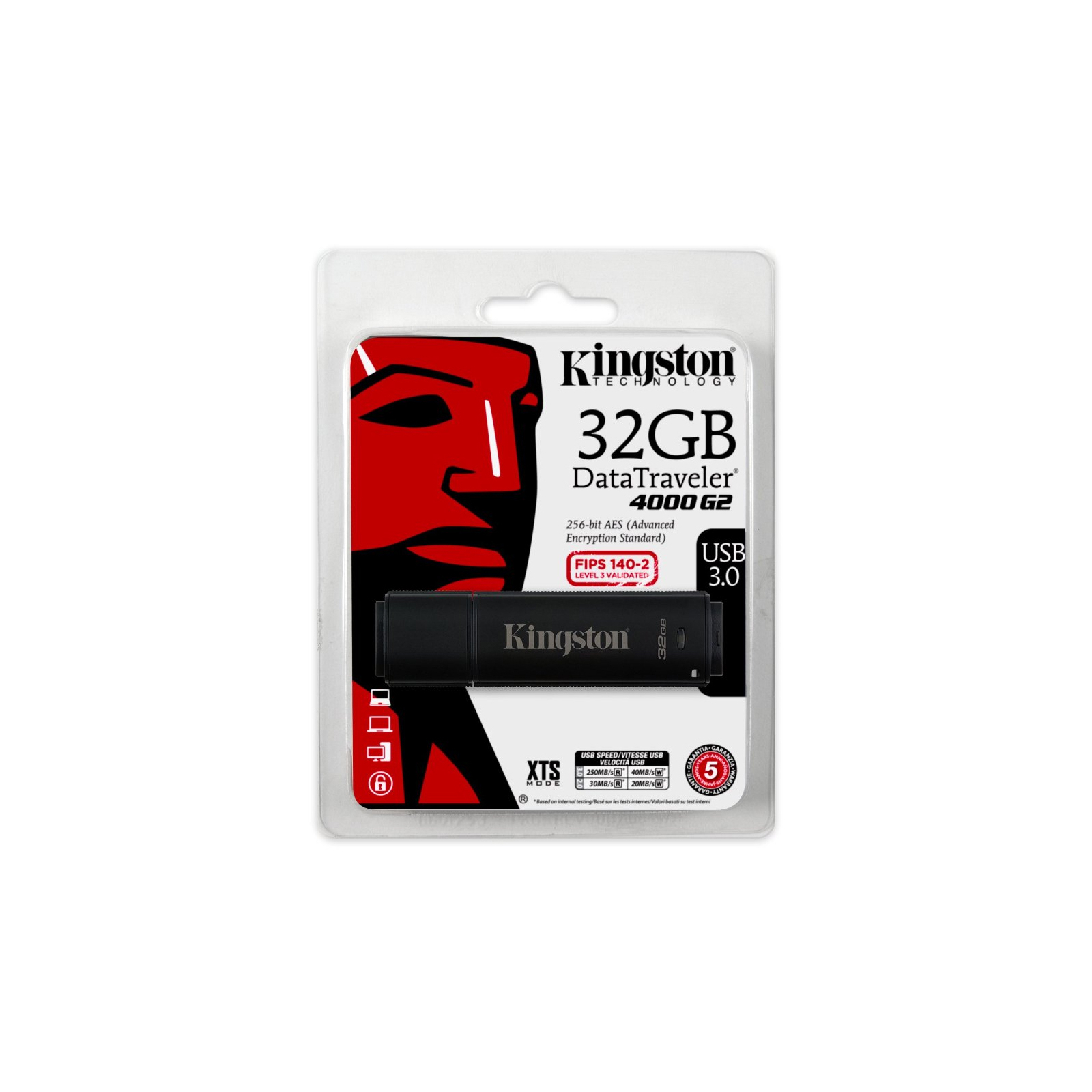 USB флеш накопитель Kingston 32GB DataTraveler 4000 G2 Metal Black USB 3.0 (DT4000G2/32GB) изображение 6