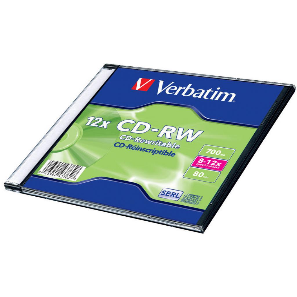 Диск CD Verbatim 700Mb 12X SlimBox 1шт Matt Silver (43762-поштучно) зображення 2